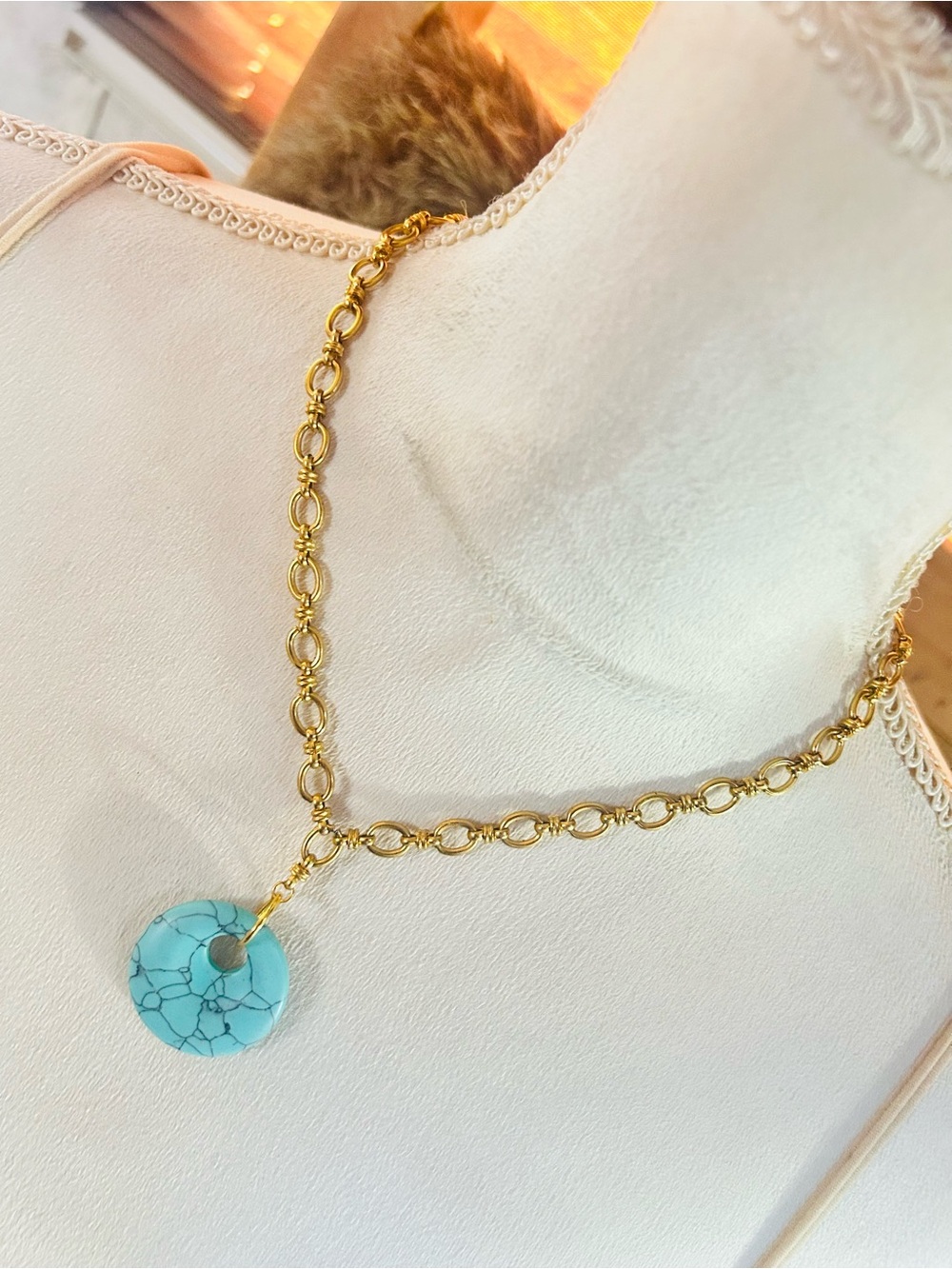 Handcrafted dyed howlite pendant on chain necklace